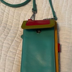 Color blocked leather wallet/crossbody
